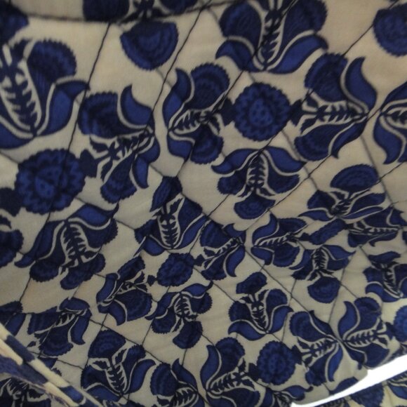 VERA BRADLEY Glenna Shoulder Bag Tote COBALT TILE Zipper Top Blue White Purse - Picture 3 of 15